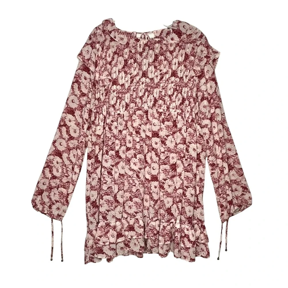 Free People These Dreams Floral Ruffle Mini Dress Size Medium